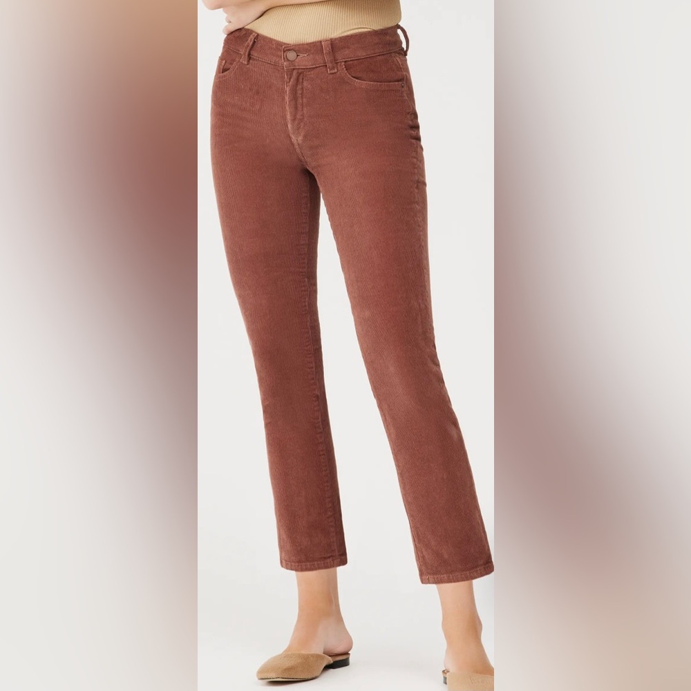 DL1961 Women’s Straight Leg Corduroy Jeans in Rust Brown